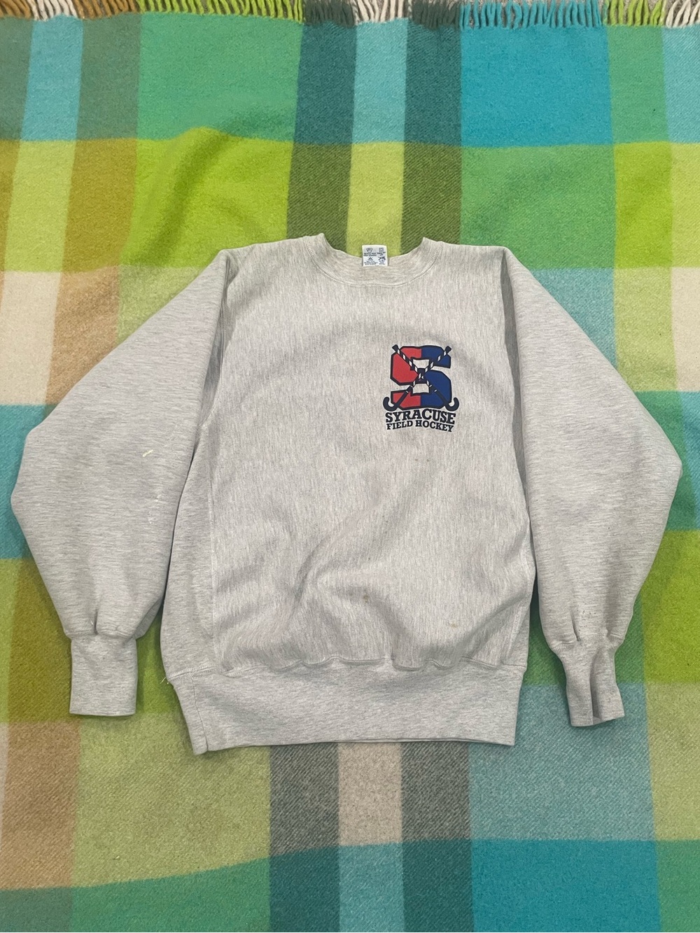 Vintage 90s Champion Reverse Weave Grey Crewneck Sweatshirt Stained Men’s